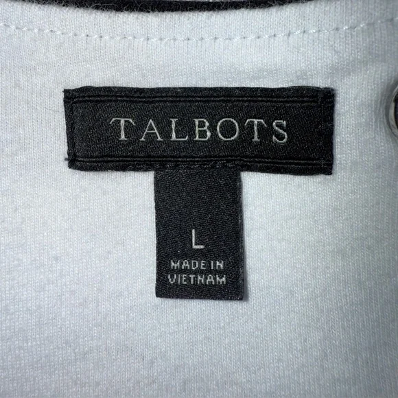 Talbots Lace-Back Black & White Striped Short Sleeved Knit Top Large - Picture 5 of 9